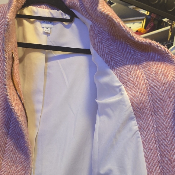 J. Crew Pink Herringbone Pea Coat - Picture 3 of 7